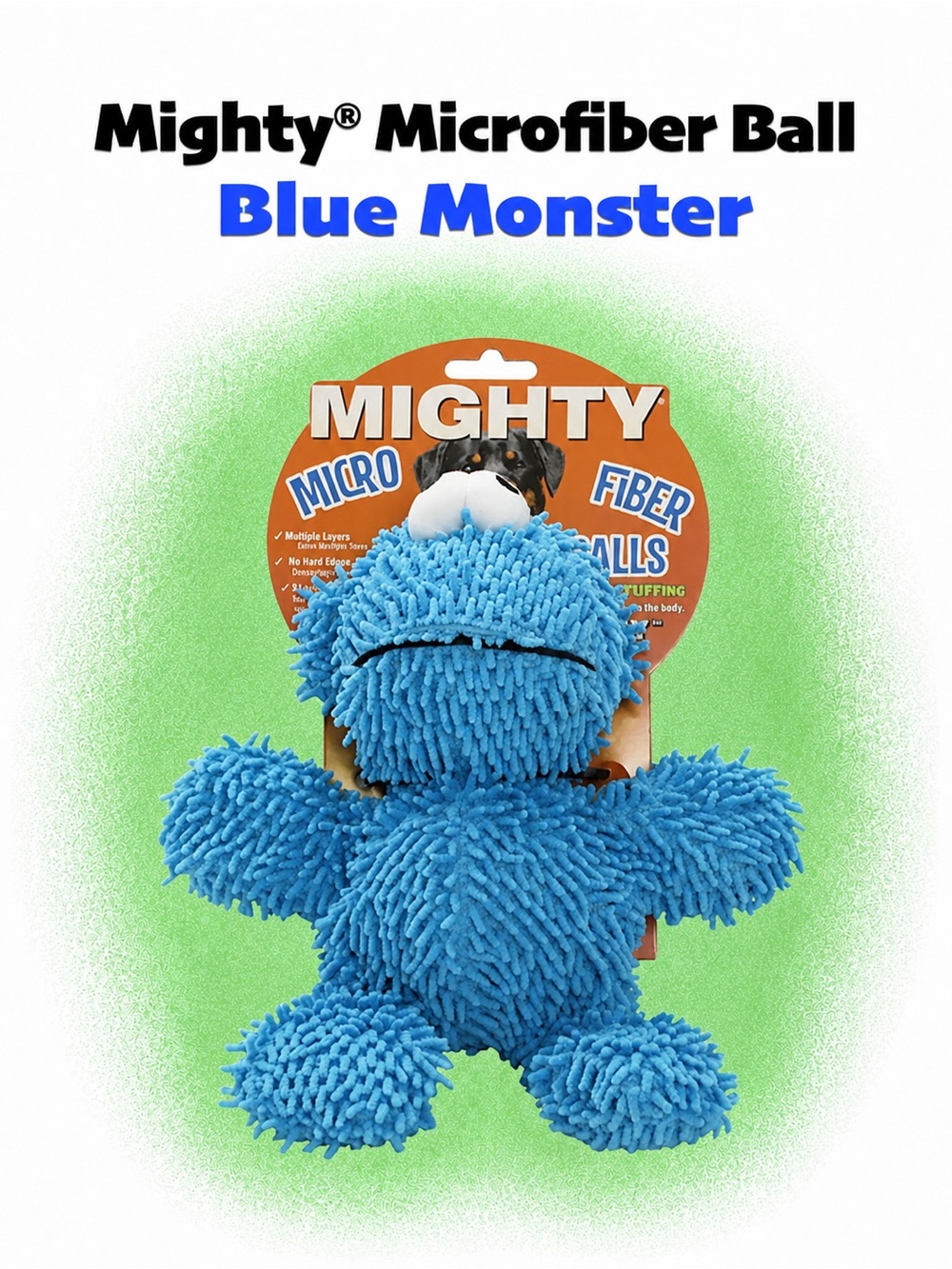 Mighty Toys Microfiber Ball Monster Durable Squeaky Dog Toy Plus Dog Scoop Bags